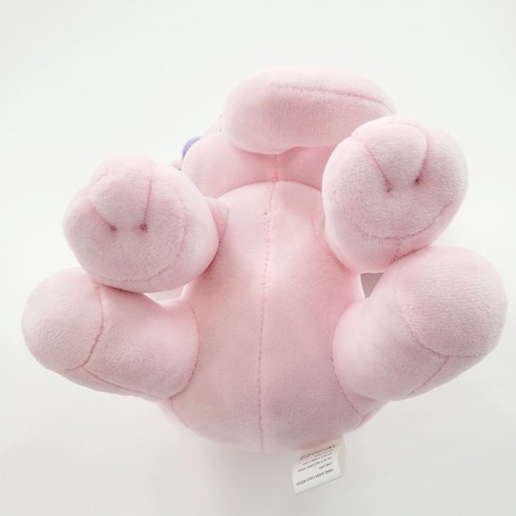 Kinrex Pink Elephant Stuffed Animal Plush with Purple Bow Baby Shower Pastel 9" - Picture 6 of 10